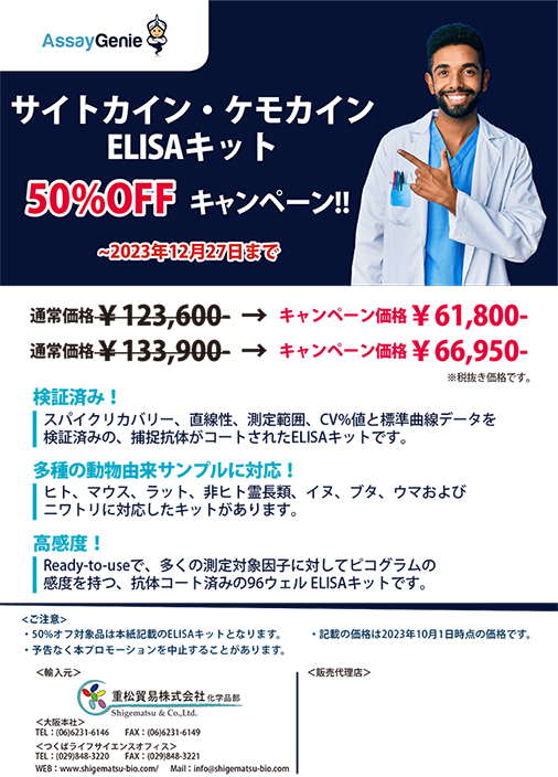 Assay Genie_Chemokine-Cytokine-ELISA_50offキャンペーン